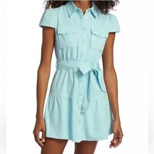 Alice + Olivia Miranda Puff Sleeve Denim Mini Dress in Rockstar Blue Size 4